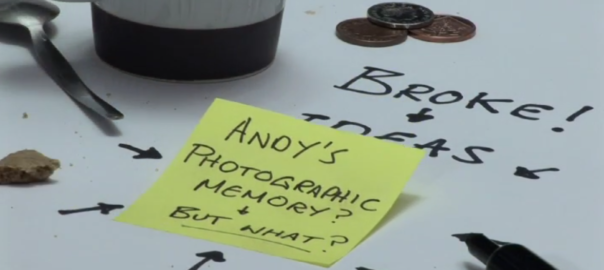 A post-it note reads "Anoy's Photographic memory? + But What?"