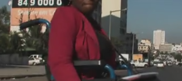 A woman in a wheelchair