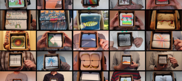 a collage of small images, each with a different flipbook with a graphic design on it.